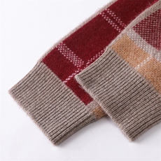 2025年秋季新款百搭女士方格拼色V领长袖开衫，女装羊绒衫，仙姿羊绒