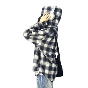 2025新款连帽衬衫格子外套潮流百搭长袖上衣A086-SY6292-P50图片