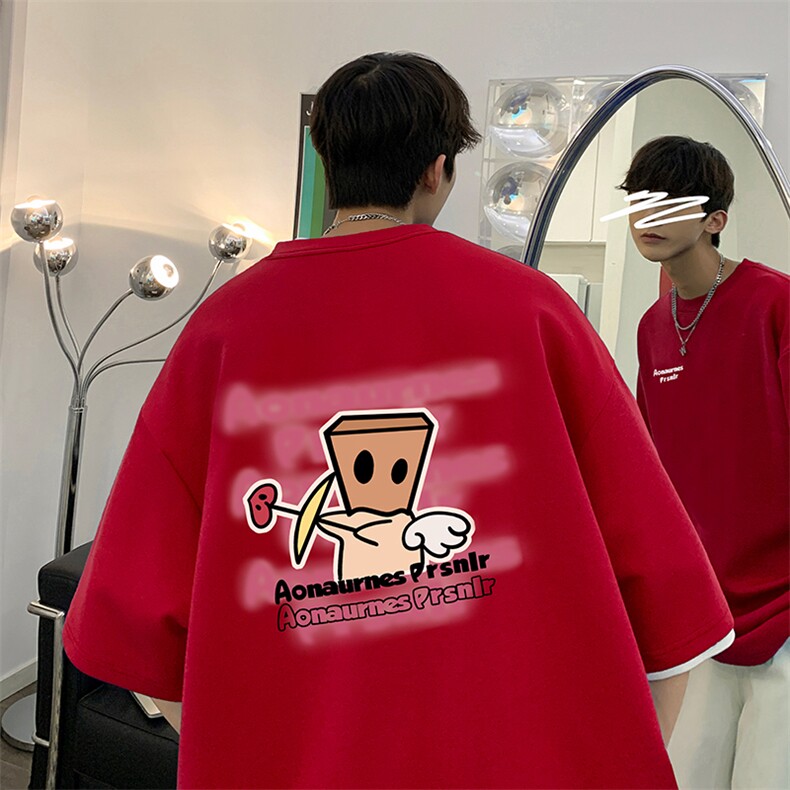 量大优供视频220克美式短袖t恤T3181得物直播有280克品质,男装T恤,电商A486