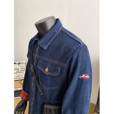 得物品质秋款男牛仔夹克衫刺绣格子条纹拼色宽松外套JK3561P80，男装工装外套，星座1013-1