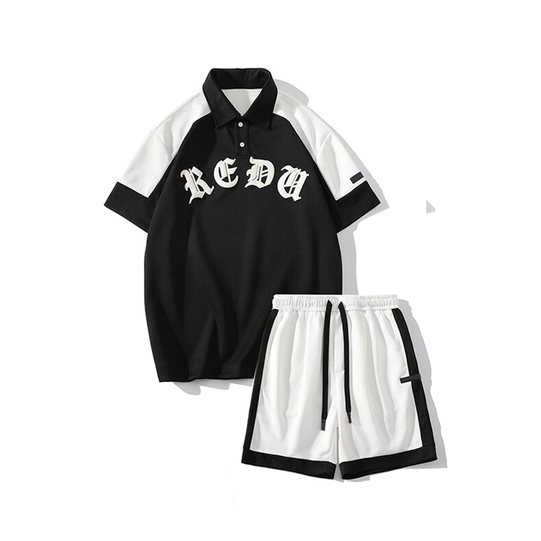 夏上新学生撞色半袖套装百搭印花翻领Polo衫男女7805-P75控价108,男装Polo衫,电商A441
