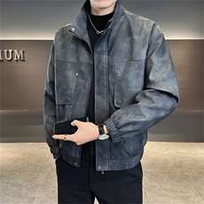 店主风2025秋季新款立领休闲pu皮皮衣夹克外套25603-P145控195，男装皮衣，电商A413