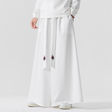 秋冬新款加厚风宽松休闲裙裤汉服阔腿裤宋裤新中式K272/P75，男装民族服装，钱塘713