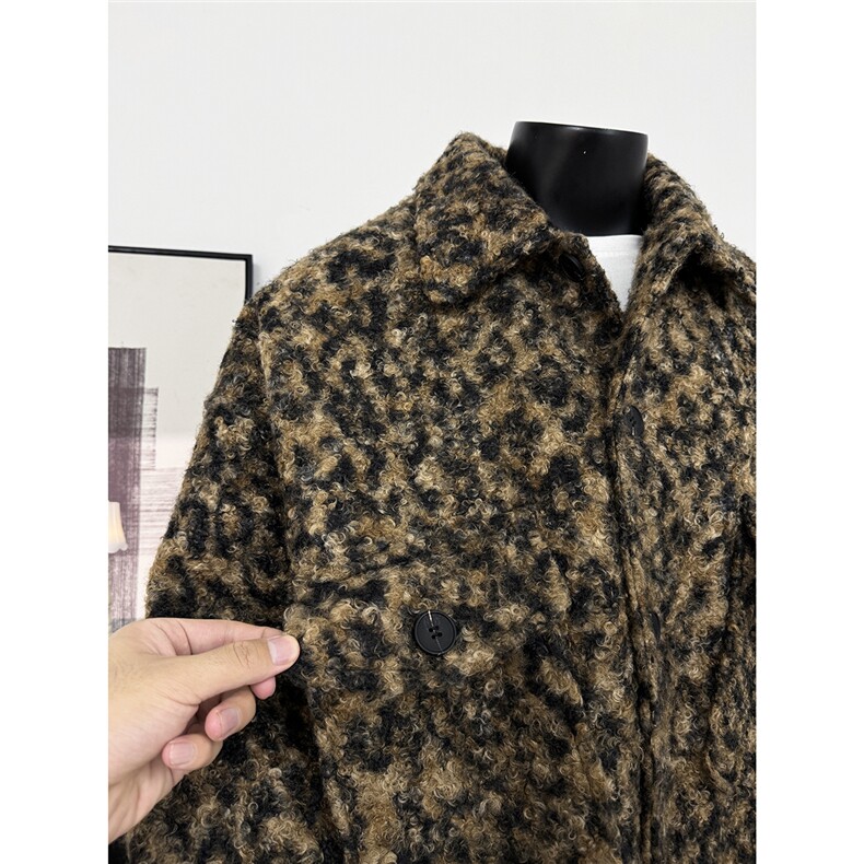 【现货】秋小香风高级感复古格子豹纹夹克呢外套 705-1-W8863-P80图片