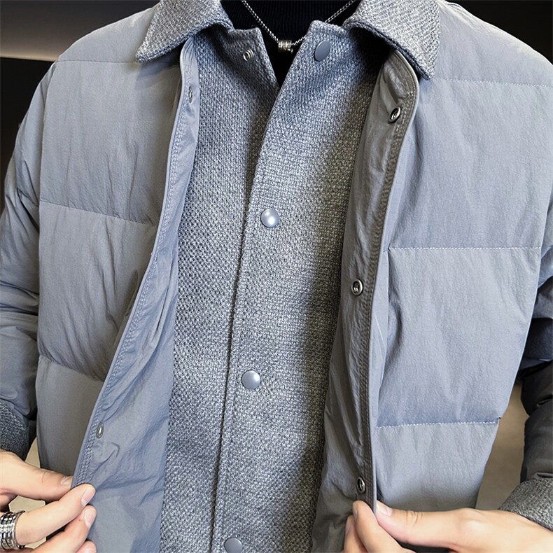 90新标假两件白鸭绒加厚保暖简约休闲羽绒服外套75511-P290,男装羽绒服,电商A413