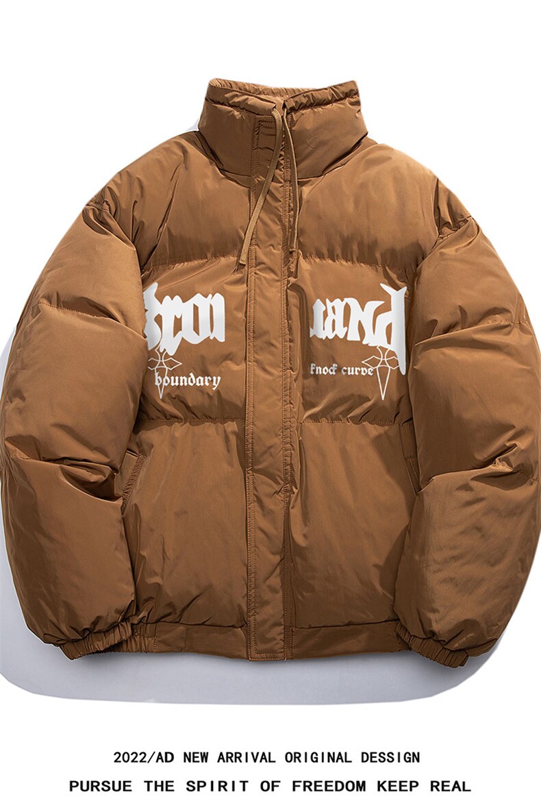 白鸭绒白底22冬季新品设计感字母印花立领羽绒服YR224P195控258,男装羽绒服,电商A247-1