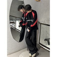 B221美式ins高街暗黑宽松拼接圆领卫衣T恤SY2316-P65控88，男装卫衣，电商B221