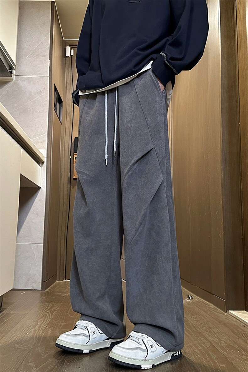 抖音加绒加厚灯芯绒休闲裤褶皱伞兵裤A498特P49控88,男装休闲裤,电商A309