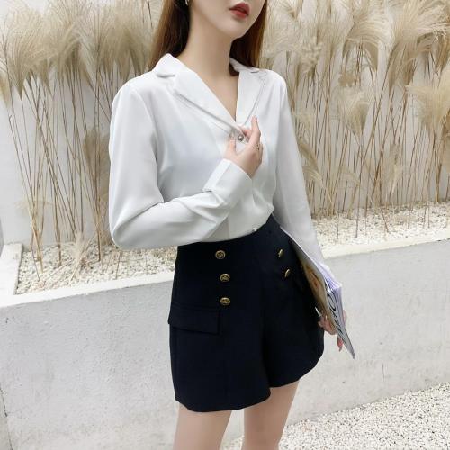 翻领明线设计小衫,女装,咔绣