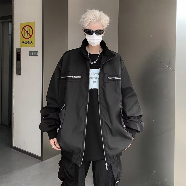 立领飞行夹克外套男设计感小众外套 HY650图片