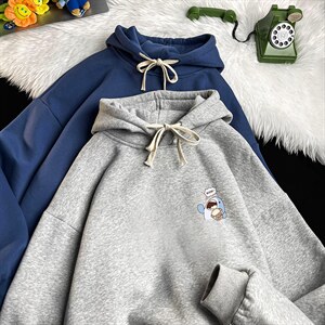 WY2239-P35 加绒款-P40 纯棉连帽卫衣男大码运动帽衫宽松薄图片