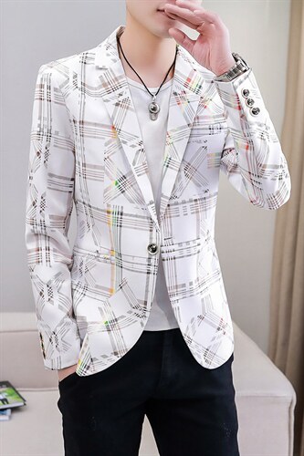 西服男宽松春秋款商务中年弹力西服休闲男士单西印花外套上衣西装，男装西服，电商B212（原钱塘6029）