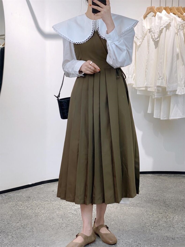 韩系两件套连衣裙，女装连衣裙，驿谷