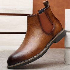 X4281-135切尔西靴男士2024秋冬季擦色时尚复古马丁靴加绒短靴，男鞋切尔西靴，星座1407-3