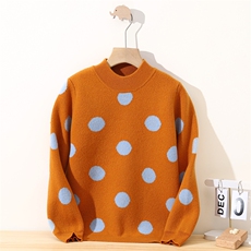新款四平圆点长袖，童装儿童羊毛衫，冰晶童装