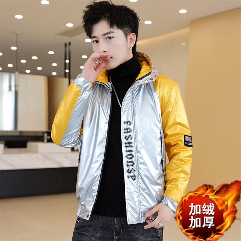 冬季亮拼袖羽棉服男模特加厚夹克保暖外套工装棉衣蓝870加绒,男装夹克,星座1207