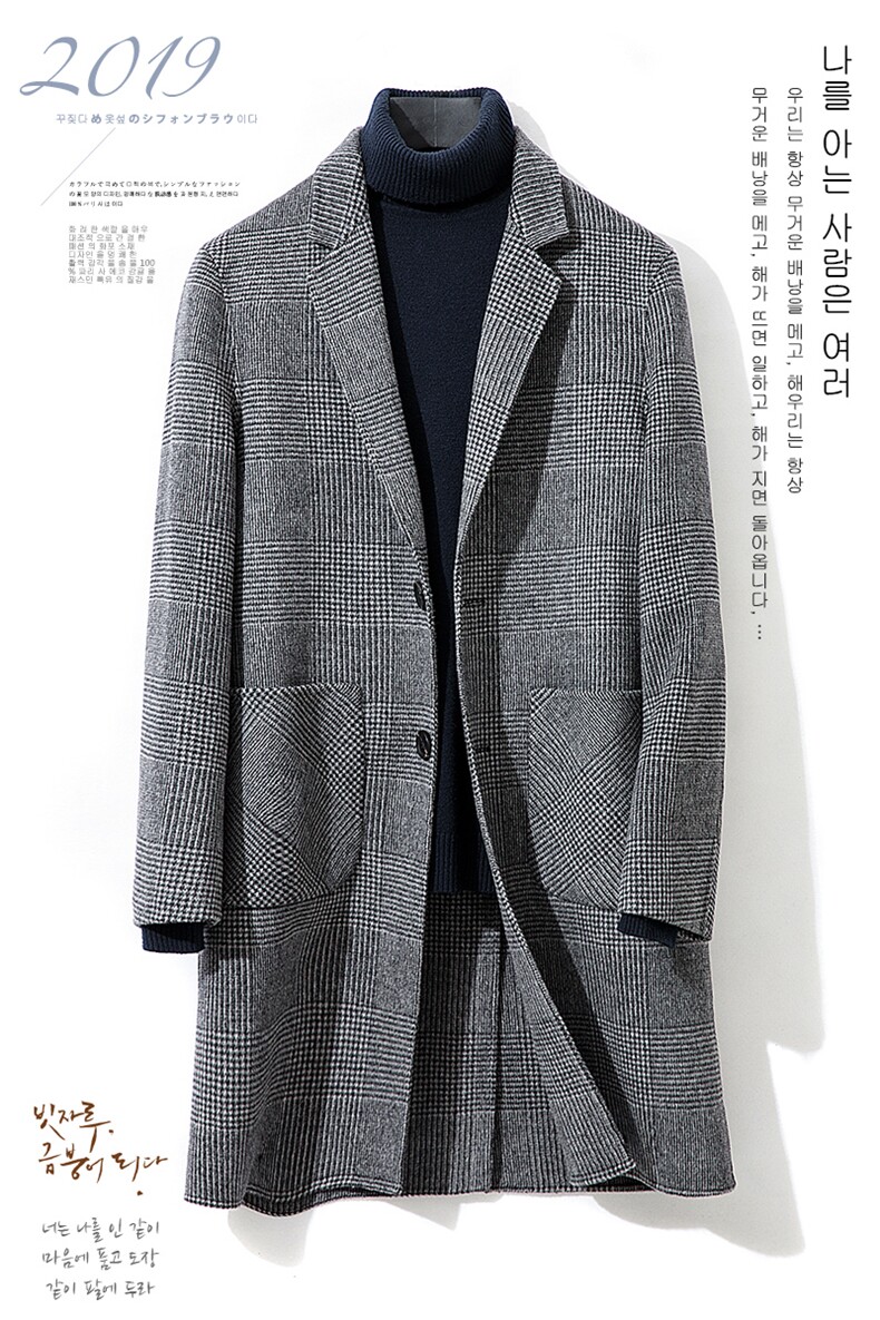 千鸟格双面羊毛格子毛呢中长款男外套F6000*F86*P335控448主推,男装毛呢大衣,电商D221(原钱塘6000)