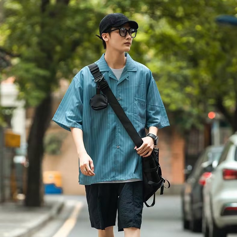 文艺日系宽松型短袖原宿潮流潮ins衬衫C321P35,男装衬衫,星座1116-2