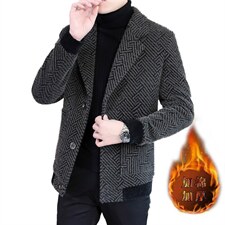 秋冬高品质西装领毛呢大衣短款夹克加厚休闲外套男A05P150控228，男装毛呢大衣，电商B226
