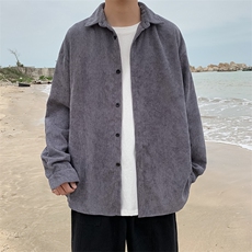 百搭灯芯绒衬衫春秋款男士宽松长袖衬衣休闲外穿上衣W1107-P35，男装夹克，星座512-2