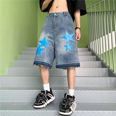 美式星星水洗牛仔五分裤男女夏季新款D3120P45，男装牛仔裤，星座1116-2