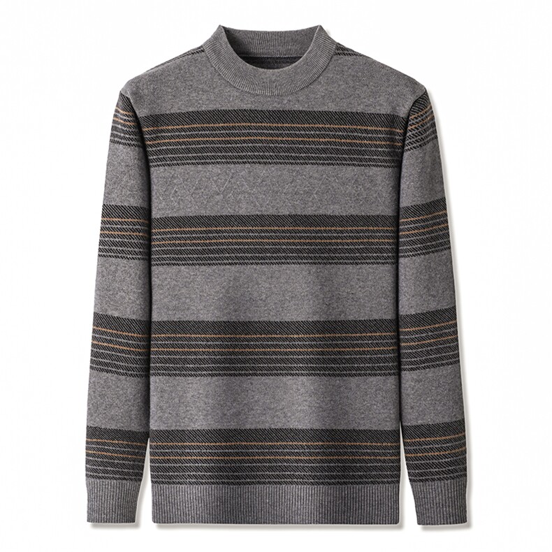 BJ22375钱塘2020-2中年男士时尚休闲圆领针织衫冬季厚款毛衣P70,男装针织衫/毛衣,钱塘207-2