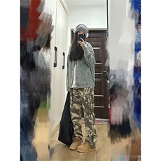 2025秋季美式中性迷彩微喇牛仔裤男街头宽松拼接直筒休闲G970-P55，男装牛仔裤，星座301D-3