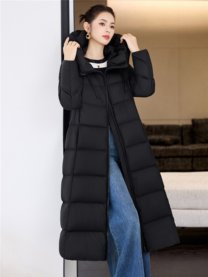 冬季新款宽松羽绒过膝加长款连帽服棉袄加厚泡芙棉衣外套女,女装羽绒服,阿舍尔精品
