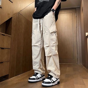 得物二开 春季新款多口袋伞兵裤宽松直筒休闲裤工装裤 K502-P42图片