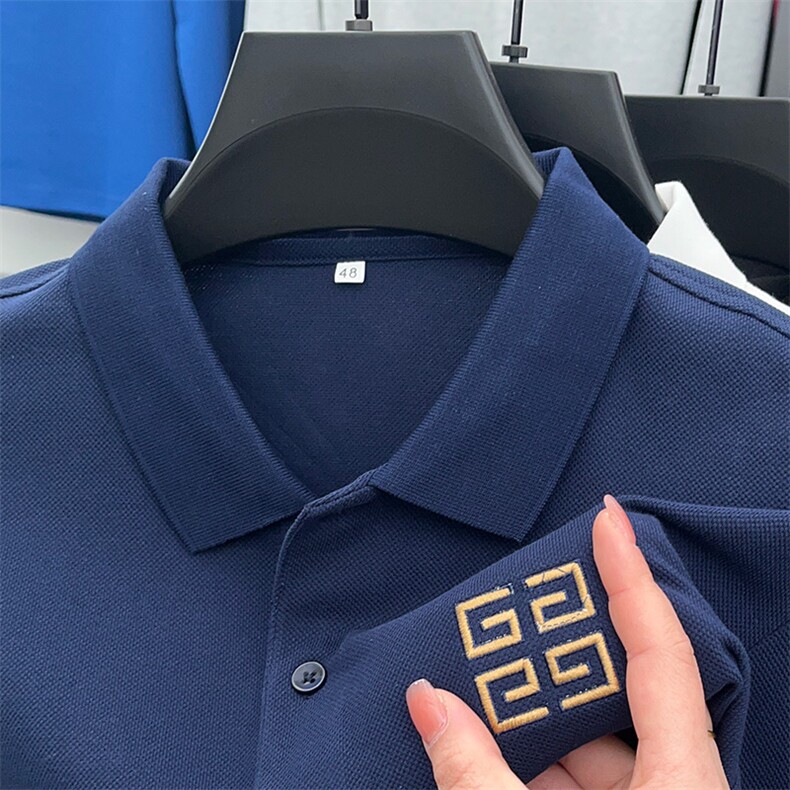 纯棉男长袖t恤中年2023春季新款翻领体恤休闲潮流打底polo衫,男装Polo衫,电商B212（原钱塘6029）