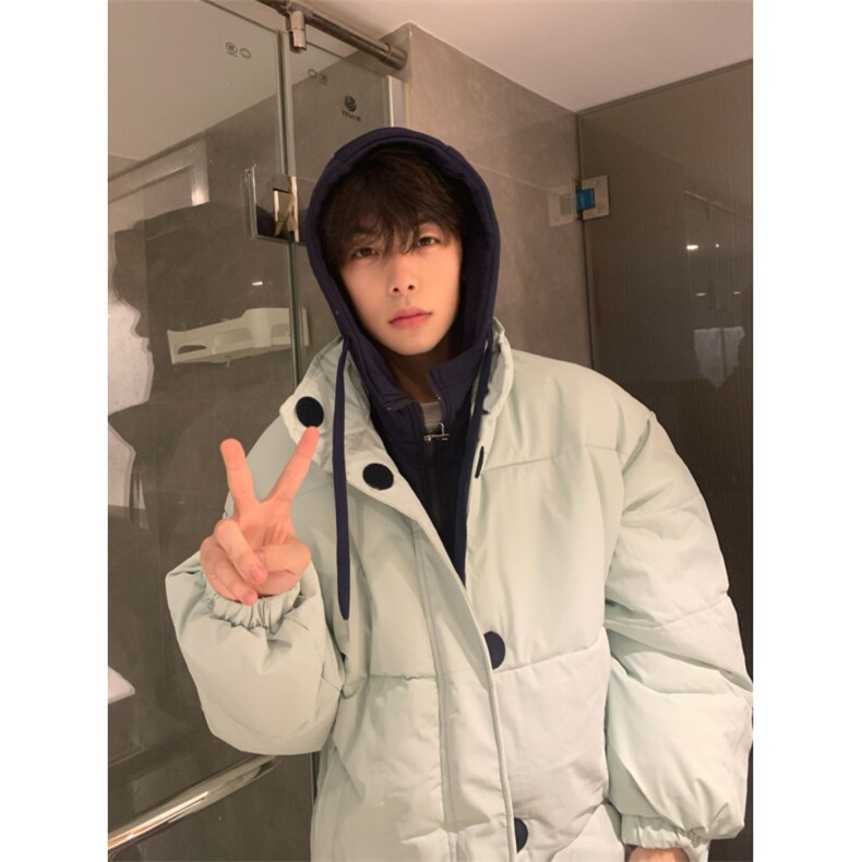 Q201-P108冬装外套港风假两件连帽棉衣上衣棉服男女同款，男装棉衣，星座911-1