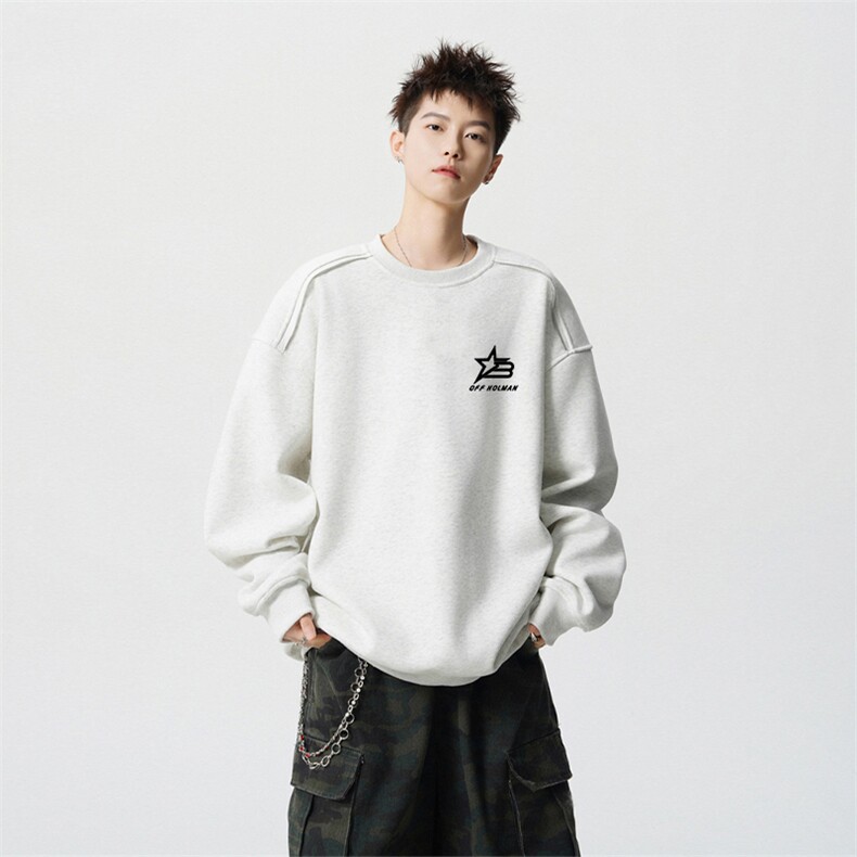 得物供货、重磅420克现货圆领卫衣宽松HD019-1-WY2660LL-P35,男装卫衣,电商019-1