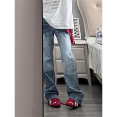 【有货】NZ455HH-特P42冰蓝闪电纹水洗牛仔裤男女直筒裤子，男装牛仔裤，星座1007（原301D）