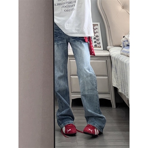 【有货】NZ455HH-特P42 冰蓝闪电纹水洗牛仔裤男女直筒裤子图片