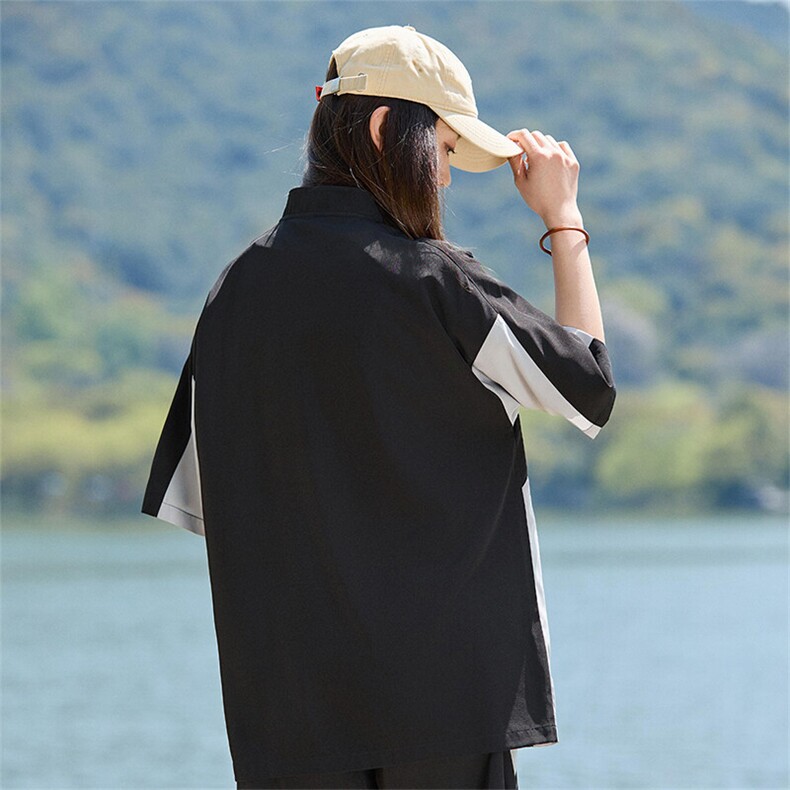 半拉链短袖t恤女士夏季2025新款撞色上衣半袖T恤A406T6069特P35,男装T恤,星座309（原A406）