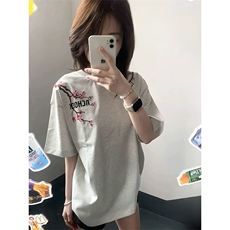万针全刺绣工艺抖音得物高品质260克重磅纯棉双纱美式高街短袖T恤，男装T恤，电商A486