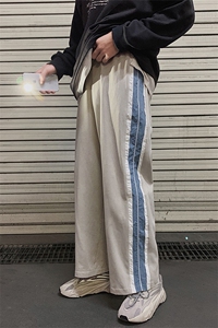 2021cec潮流春季坠感阔腿宽松直筒潮牌网红运动裤休闲裤子K51P55图片