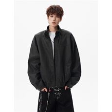 706-J9026-P98现货春季美式复古解构分割立领pu皮夹克外套，男装夹克，星座706