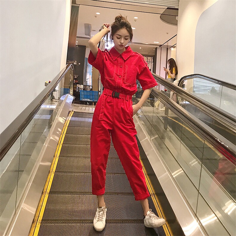 档口发图！薄款显瘦休闲收腰工装连体裤8505A-1919,女装连体裤,依依服饰