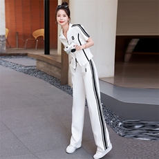2023夏季新款优雅时尚开衫休闲修身显瘦阔腿裤套装两件套，女装套装/套裙，瑶迪依秀
