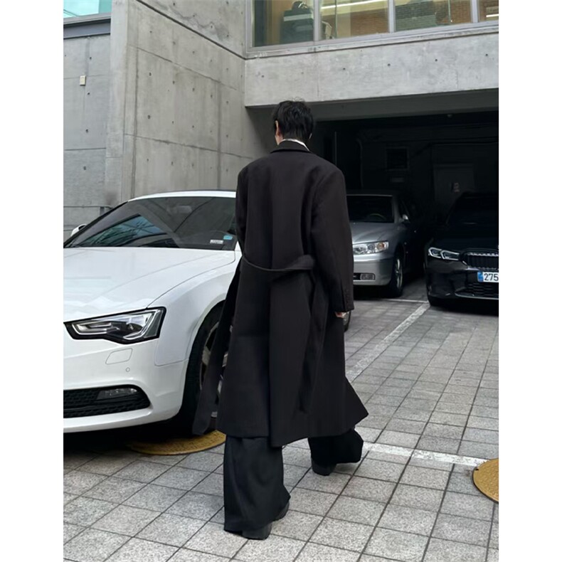已下单~2025新款垫肩毛呢大衣过膝长款收腰风衣外套Y976-P125,男装风衣,星座1004-3