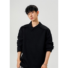 420g高克重不规则翻领曼巴棉百搭长袖大码T恤男T5440-特P36控69，男装T恤，电商A001-1