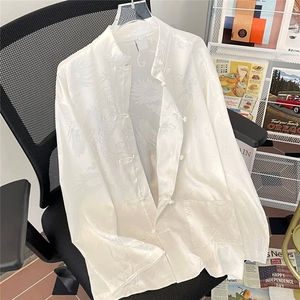 新中式风长袖衬衫男夏季汉服盘扣唐装道袍衬衣外套S1100-p45图片