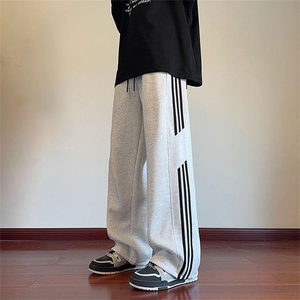 抖音得物高品质 26春装重磅潮流运动三条杠宽松直筒休闲卫裤K360图片