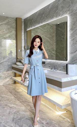 韩版彩扣连衣裙，女装连衣裙，七米