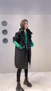 2021秋季新款休闲宽松后抽绳双口袋大版风衣外套图片