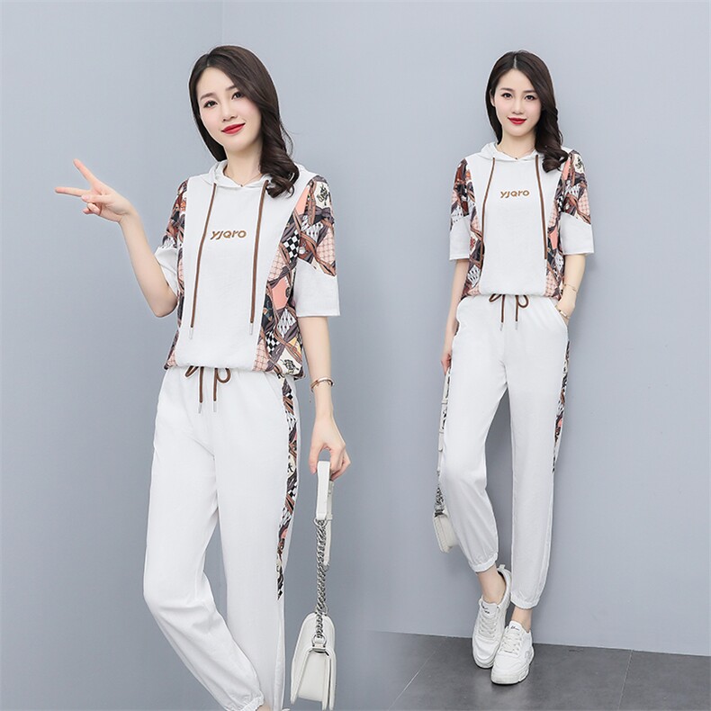 夏季休闲时尚运动服套装女2022新款两件套洋气减龄气质,女装套装/套裙,雅佳俏