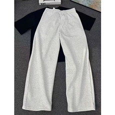 花灰色弯刀微喇运动卫裤男秋冬垂感斜切加绒阔腿裤加厚保暖长裤子，男装休闲裤，星座1013-1