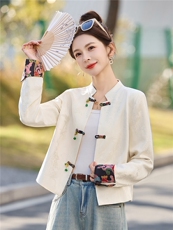 现货2026年春季新款休闲风新中式外套上衣，女装短外套，依如秀(原杭风阁)