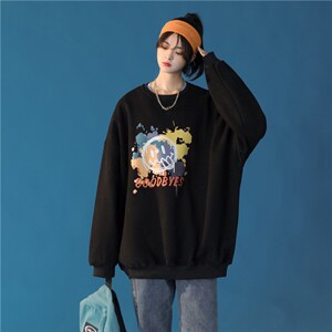 中性港风秋季新款潮流印花圆领卫衣宽松外套/WY86P38,女装短外套,电商D325